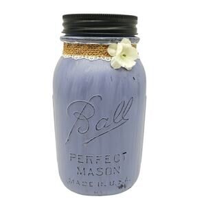 Lavander Chalk Painted Large Mason Jar with Lid